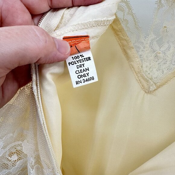 vintage 70s WEDDING DRESS bridal lace victorian boho ivory off white maxi M L - Picture 12 of 13